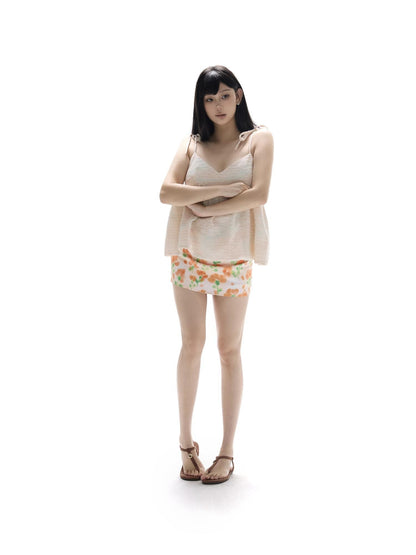 itsdinn Oil Painting Floral Print Low Waist Inner Shorts Women&