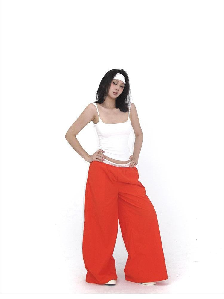 itsdinn Orange Two Tone Lace Trim Parachute Women&