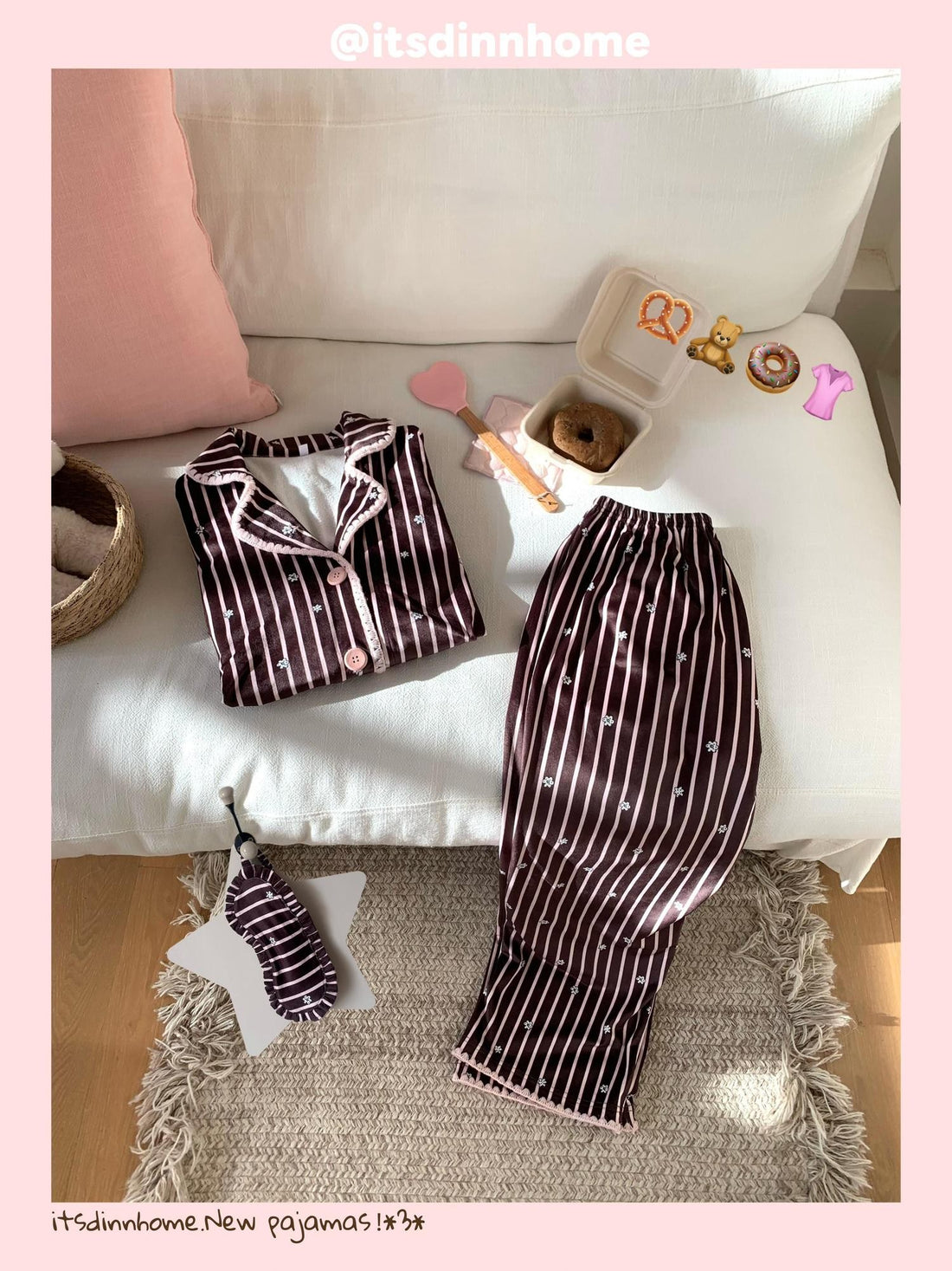 itsdinn Pink Brown Striped Patchwork Women&
