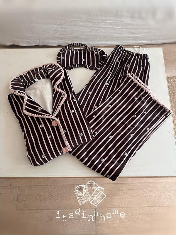 itsdinn Pink Brown Striped Patchwork Women&