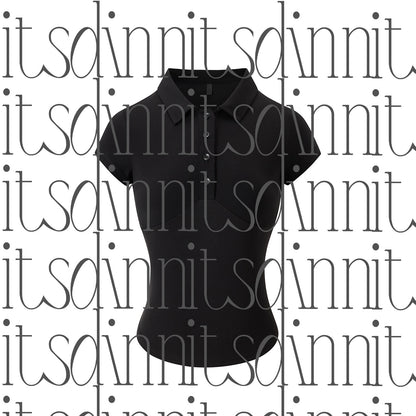 itsdinn_Polo_Collar_Waist_Paneling_Cross_Print_Women&