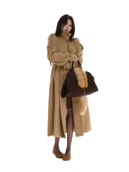 itsdinn Relaxed Fit Double Breasted Epaulet Drop Shoulder Women&