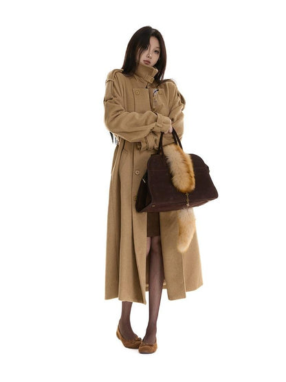 itsdinn Relaxed Fit Double Breasted Epaulet Drop Shoulder Women&
