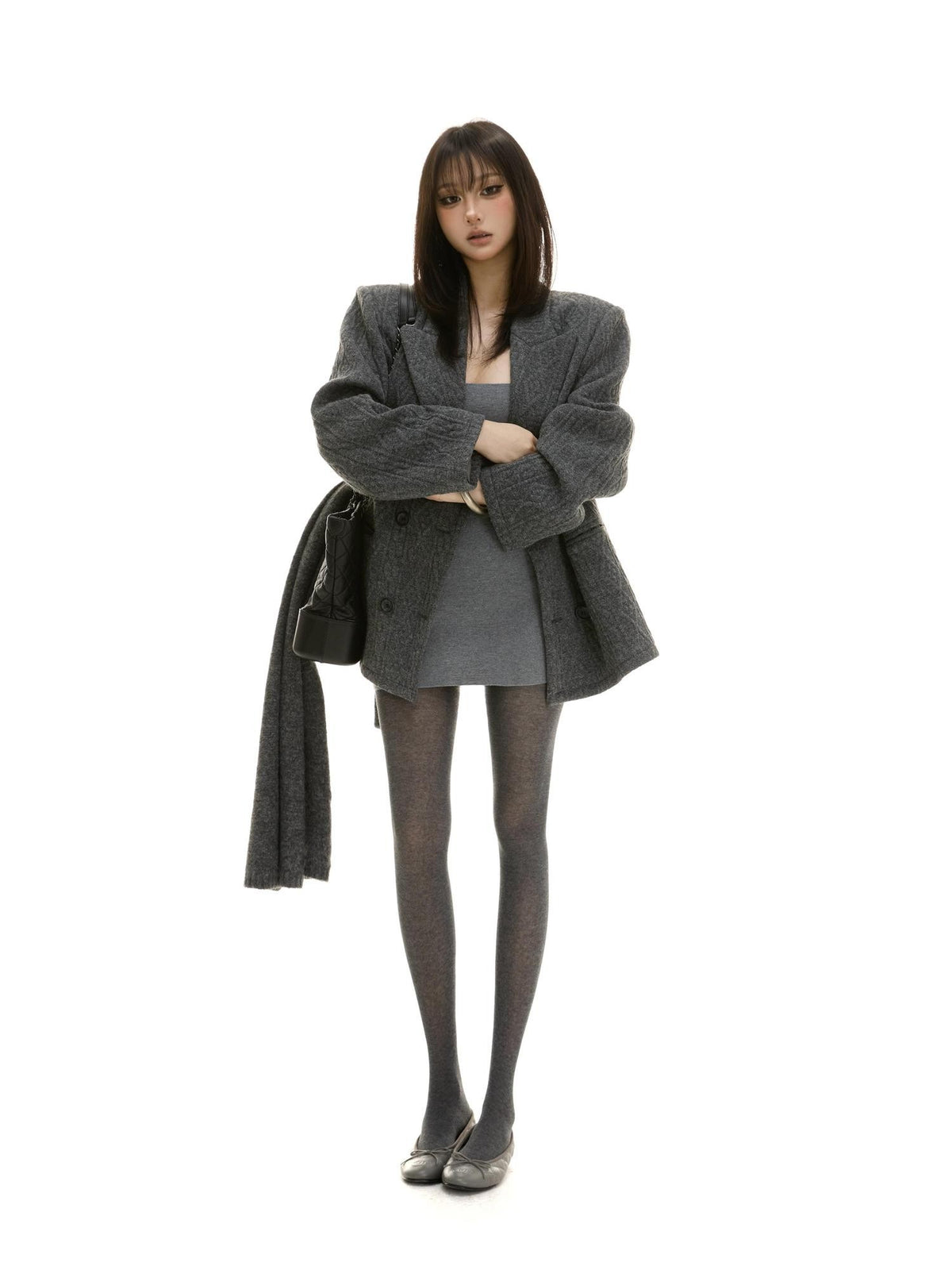 itsdinn Ribbed Wool Blend Slim Fit Women&