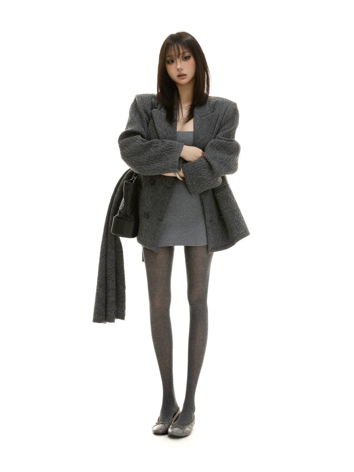 itsdinn Ribbed Wool Blend Slim Fit Women&