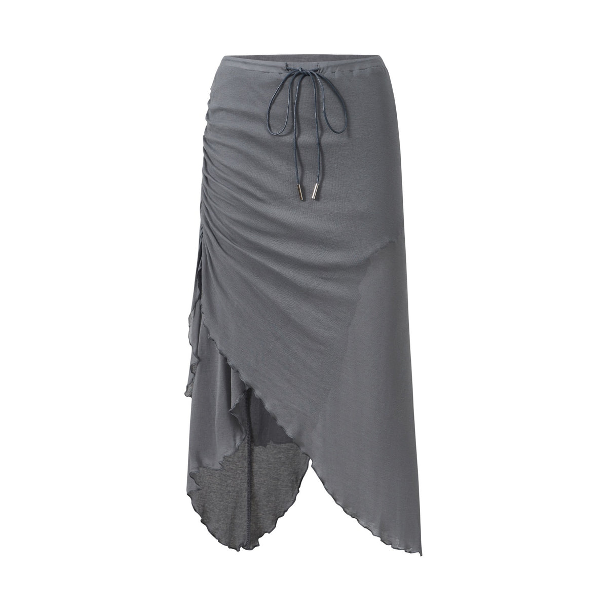 itsdinn_Ruffled_Asymmetric_Drawstring_Ruched_Front_Slit_Women&