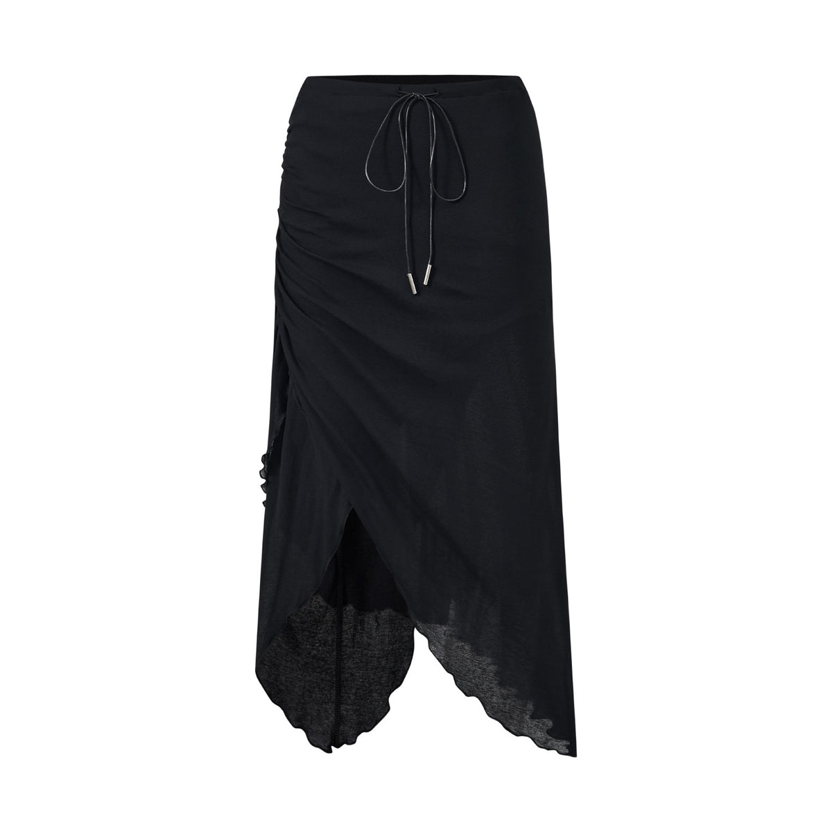 itsdinn_Ruffled_Asymmetric_Drawstring_Ruched_Front_Slit_Women&