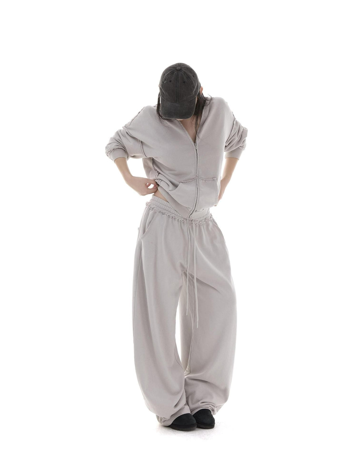 itsdinn Salt Wash Distressed Retro Low Waist Loose Casual Women&