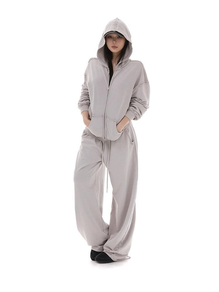 itsdinn Salt Wash Distressed Retro Low Waist Loose Casual Women&