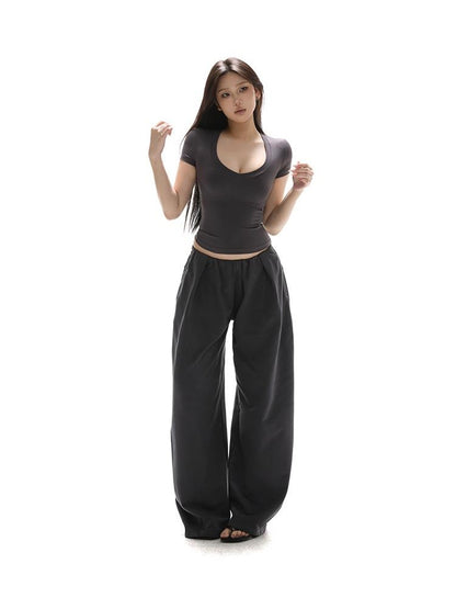 itsdinn Shaping Sweetheart V-neck Low Cut Slim Fit Short Women&