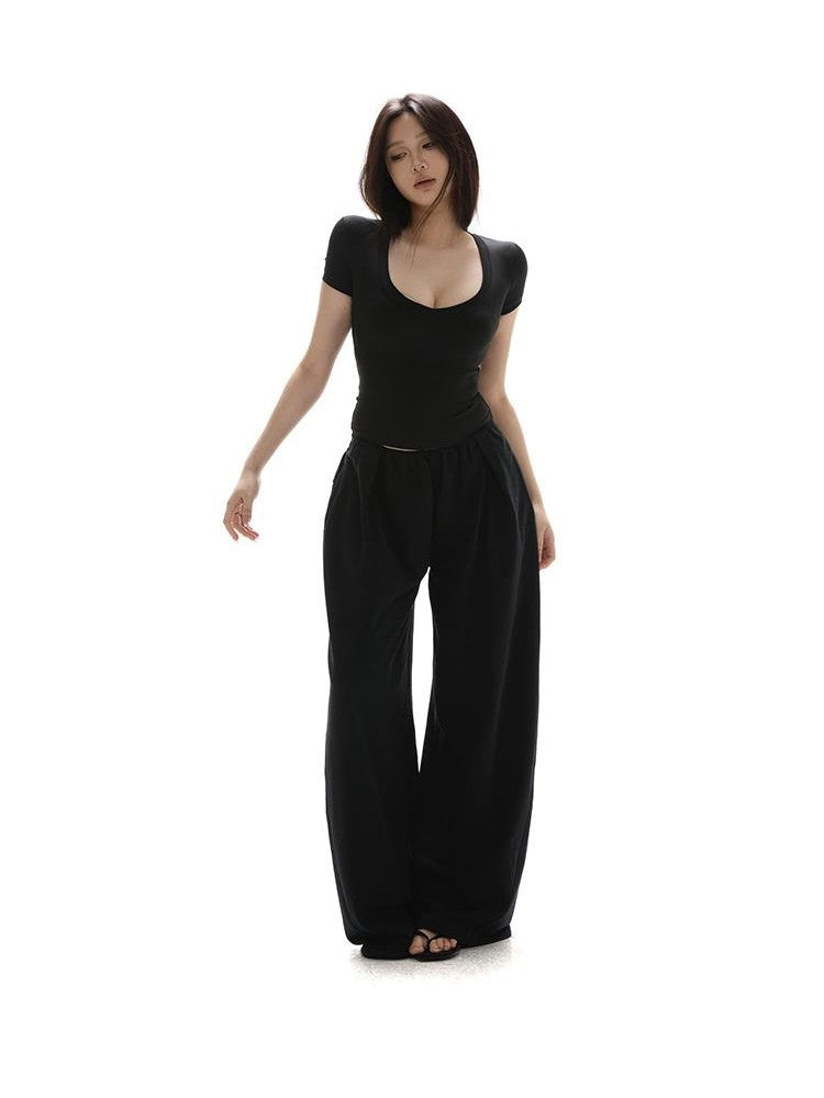 itsdinn Shaping Sweetheart V-neck Low Cut Slim Fit Short Women&