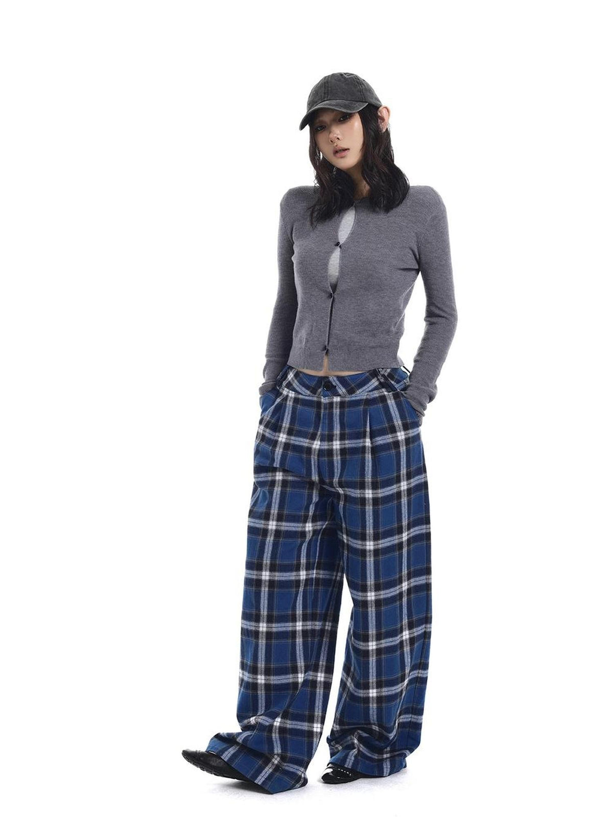 itsdinn Slouchy Cropped Crew Neck Mushroom Button Women&