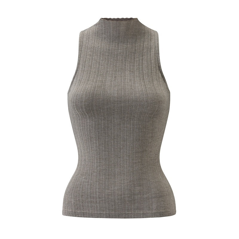 itsdinn_Smoke_Gray_Tencel_Ribbed_High_Neck_Sleeveless_Slim_Fit_Women&