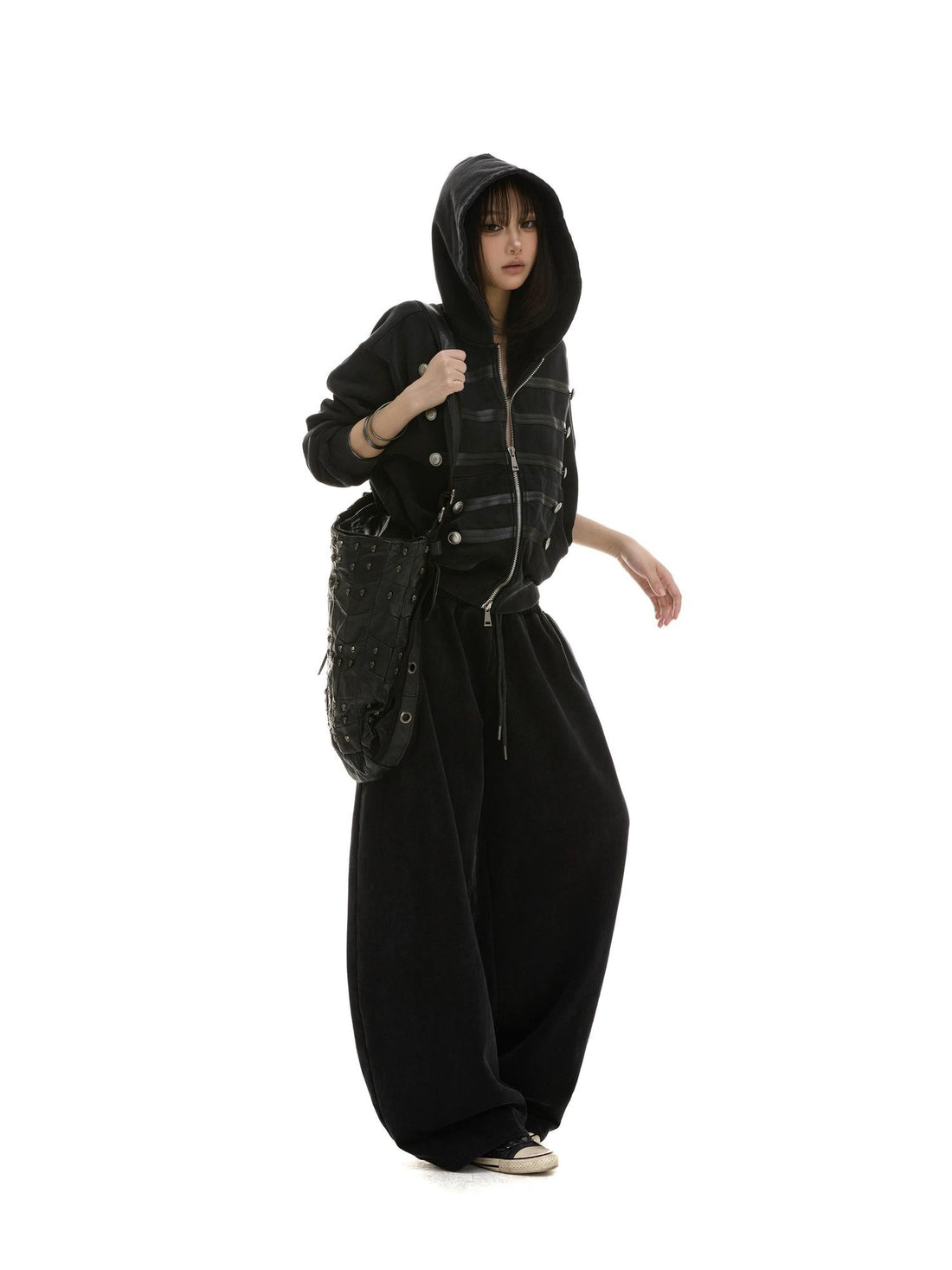 itsdinn Striped Double Breasted Washed Zip Women&