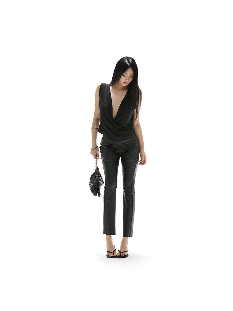 itsdinn Studded Button Coated Mid Rise Slim Women&