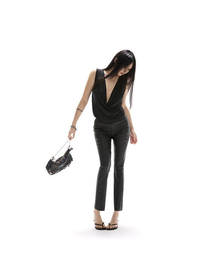 itsdinn Studded Button Coated Mid Rise Slim Women&