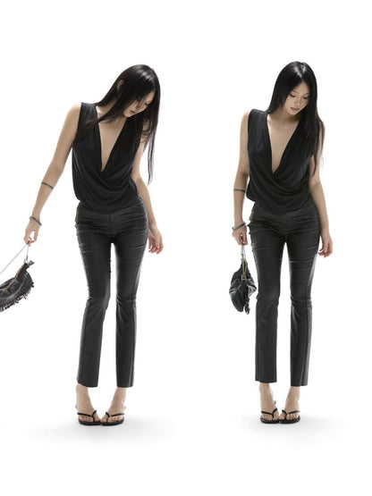 itsdinn Studded Button Coated Mid Rise Slim Women&