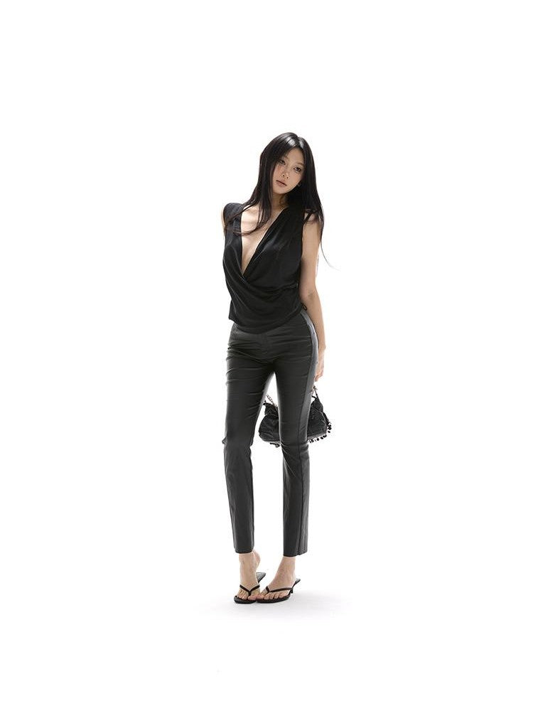 itsdinn Studded Button Coated Mid Rise Slim Women&
