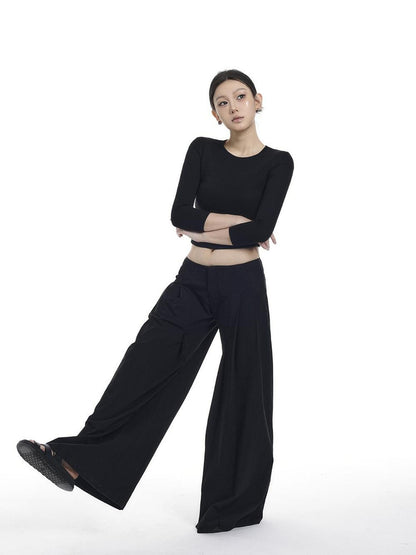 itsdinn Tri Color Crewneck Pocket Slim Fit Women&