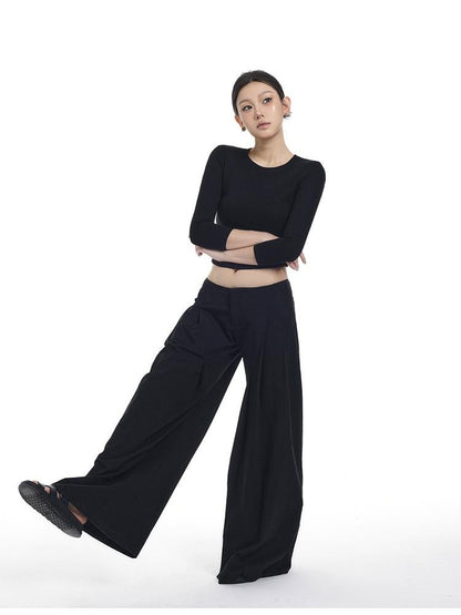 itsdinn Tri Color Crewneck Pocket Slim Fit Women&