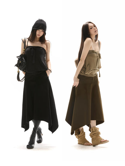itsdinn Two Tone Asymmetric Oversized A Line Women&