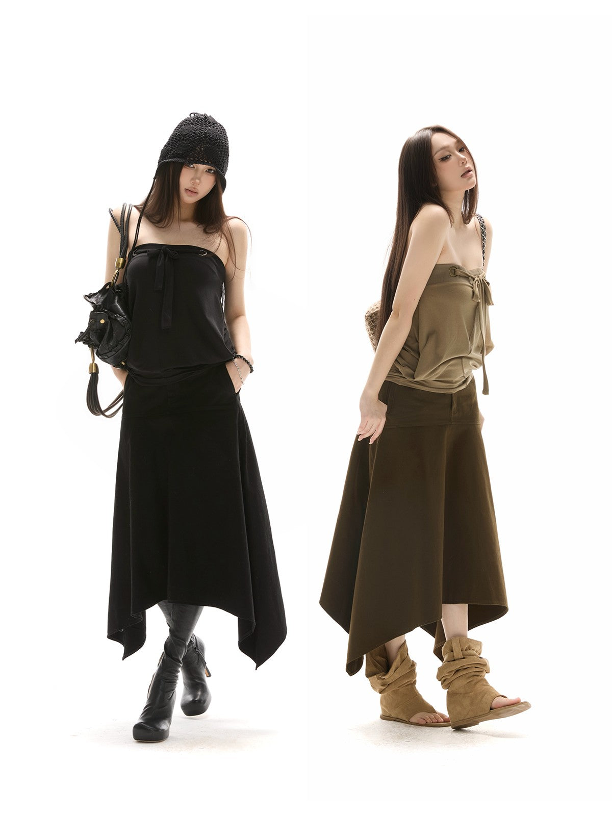 itsdinn Two Tone Asymmetric Oversized A Line Women&
