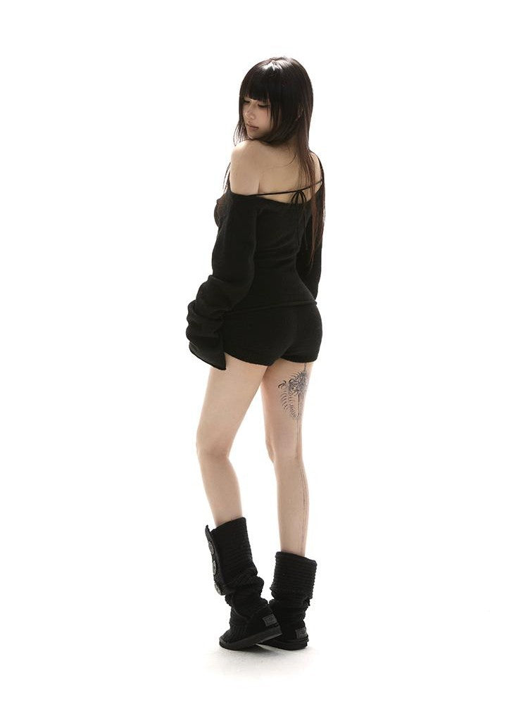 itsdinn Two Tone Reversible One Shoulder Waist Cinched Women&