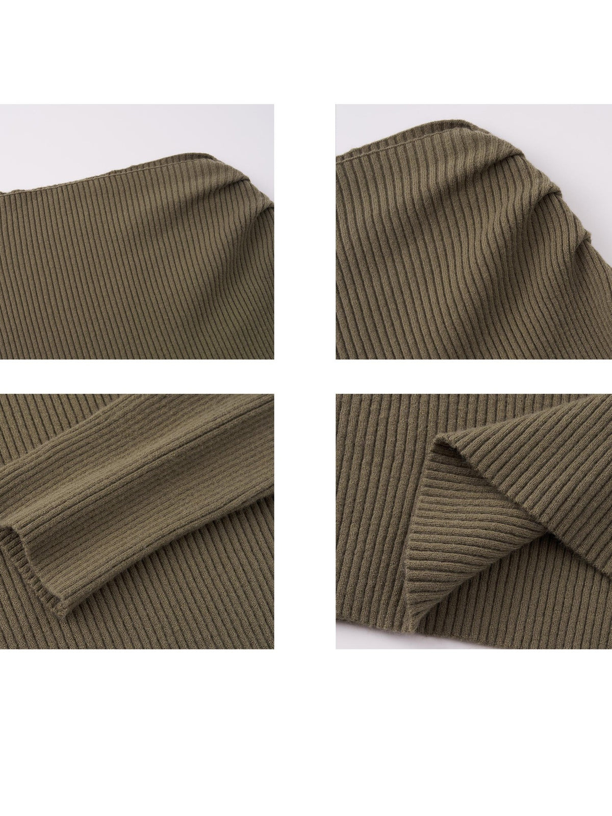 itsdinn Two Tone Slanted Shoulder Vertical Rib Ruched Waist Women&