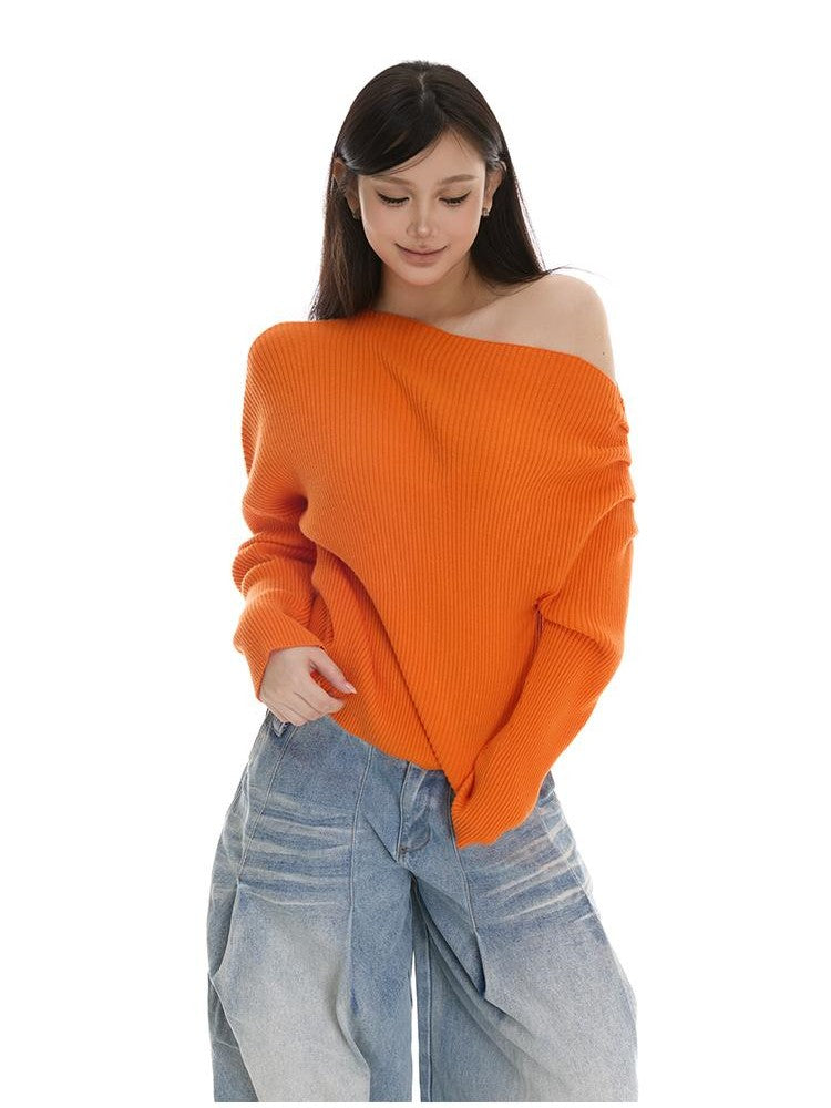 itsdinn Two Tone Slanted Shoulder Vertical Rib Ruched Waist Women&