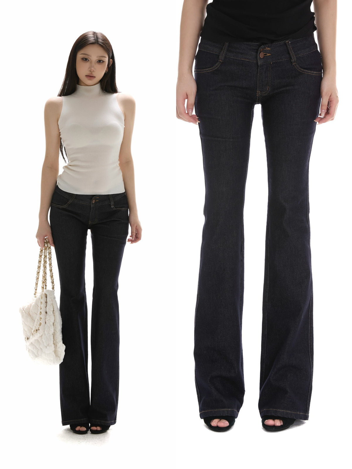 itsdinn Vintage Distressed Low Rise Slim Medium Stretch Women&