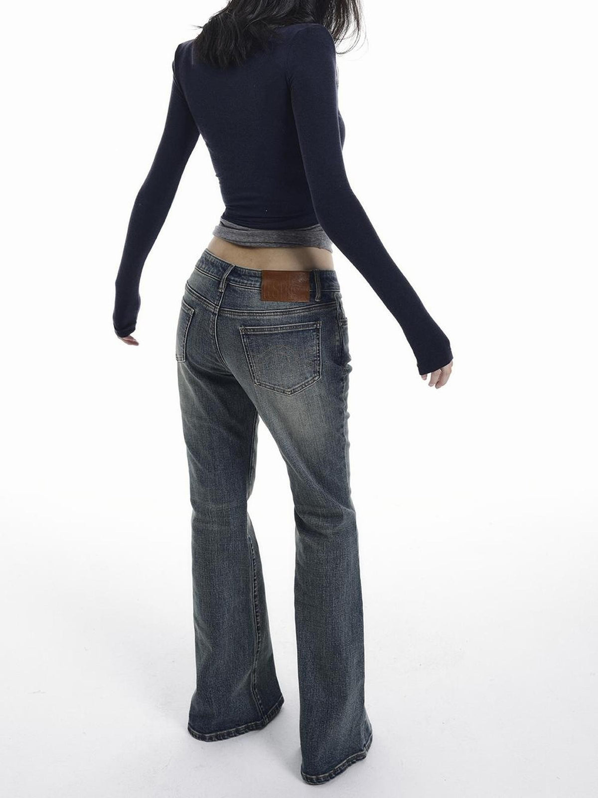 itsdinn Vintage Grey Blue Slim Fit Mid Rise Women&