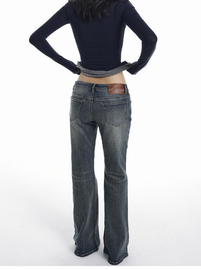 itsdinn Vintage Grey Blue Slim Fit Mid Rise Women&