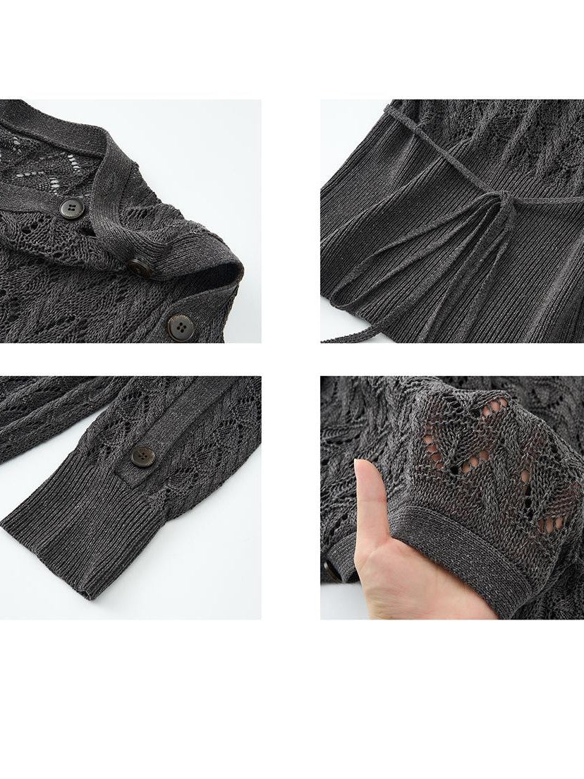 itsdinn Vintage Openwork Knit One Shoulder Women&