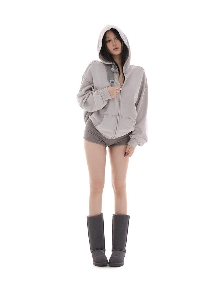 itsdinn Vintage Wash Distressed Relaxed Fit Cotton Women&