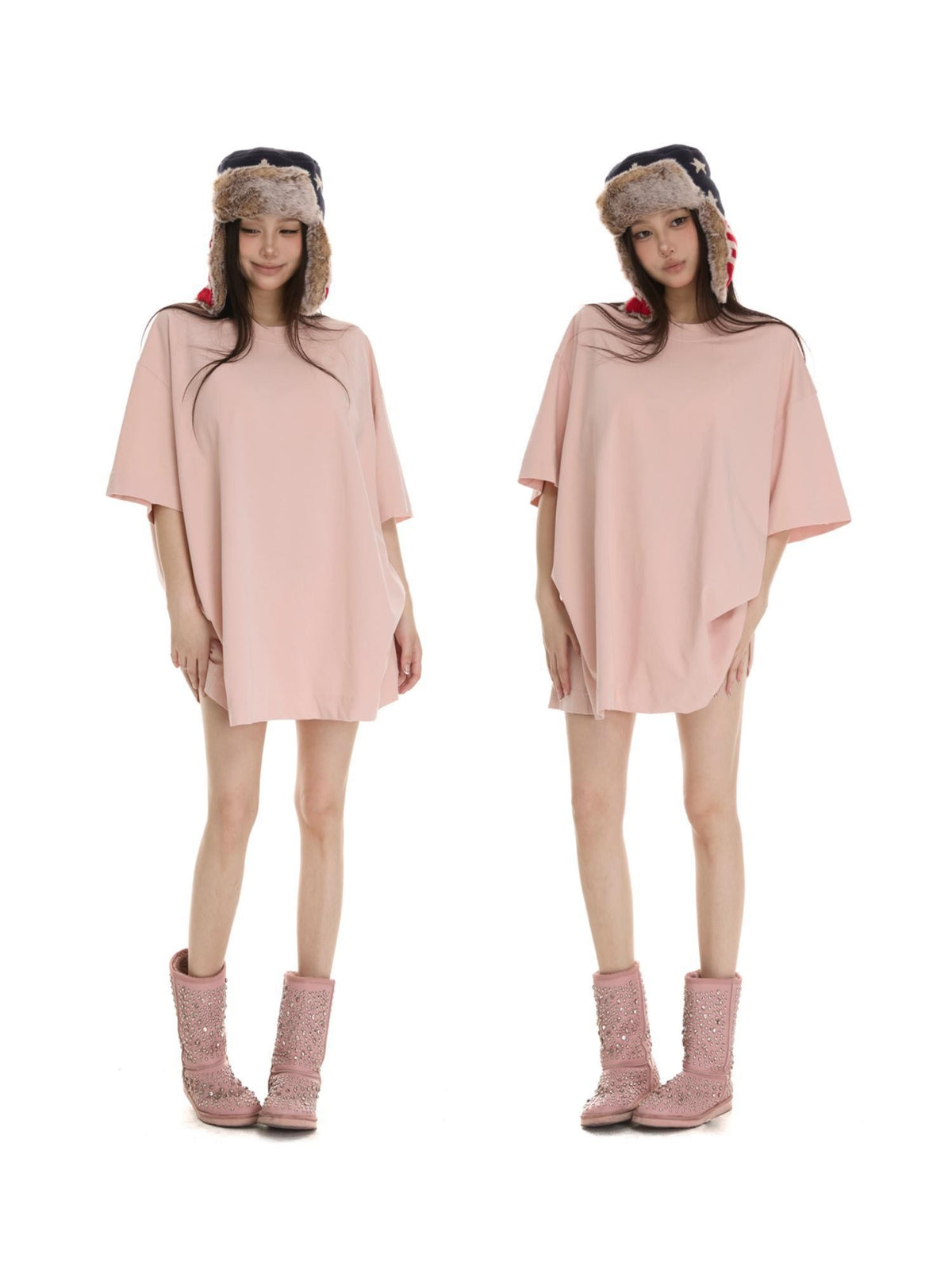 itsdinn Washed Distressed Ripped Ribbed Collar Women&