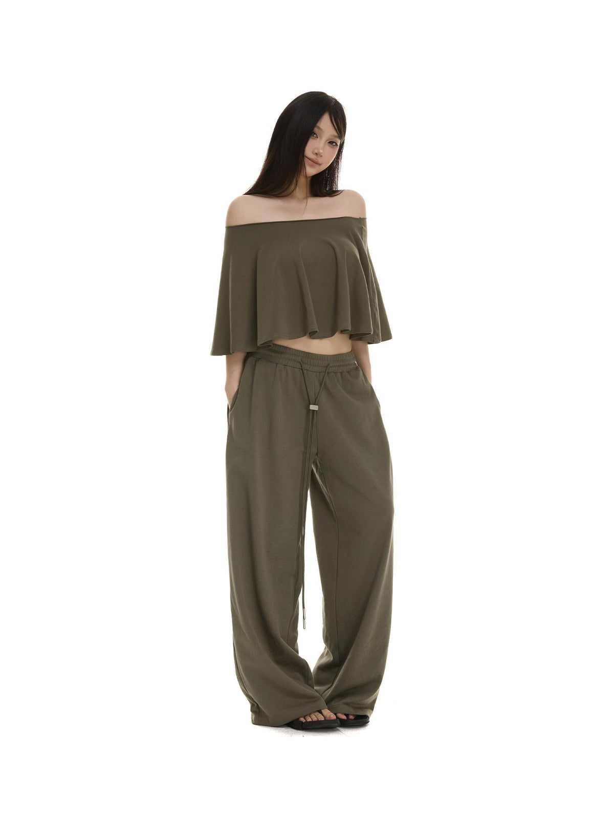 itsdinn Wavy Edge One Shoulder A Line Women&