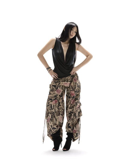 itsdinn Wild Rose Printed Camo Cargo Women&