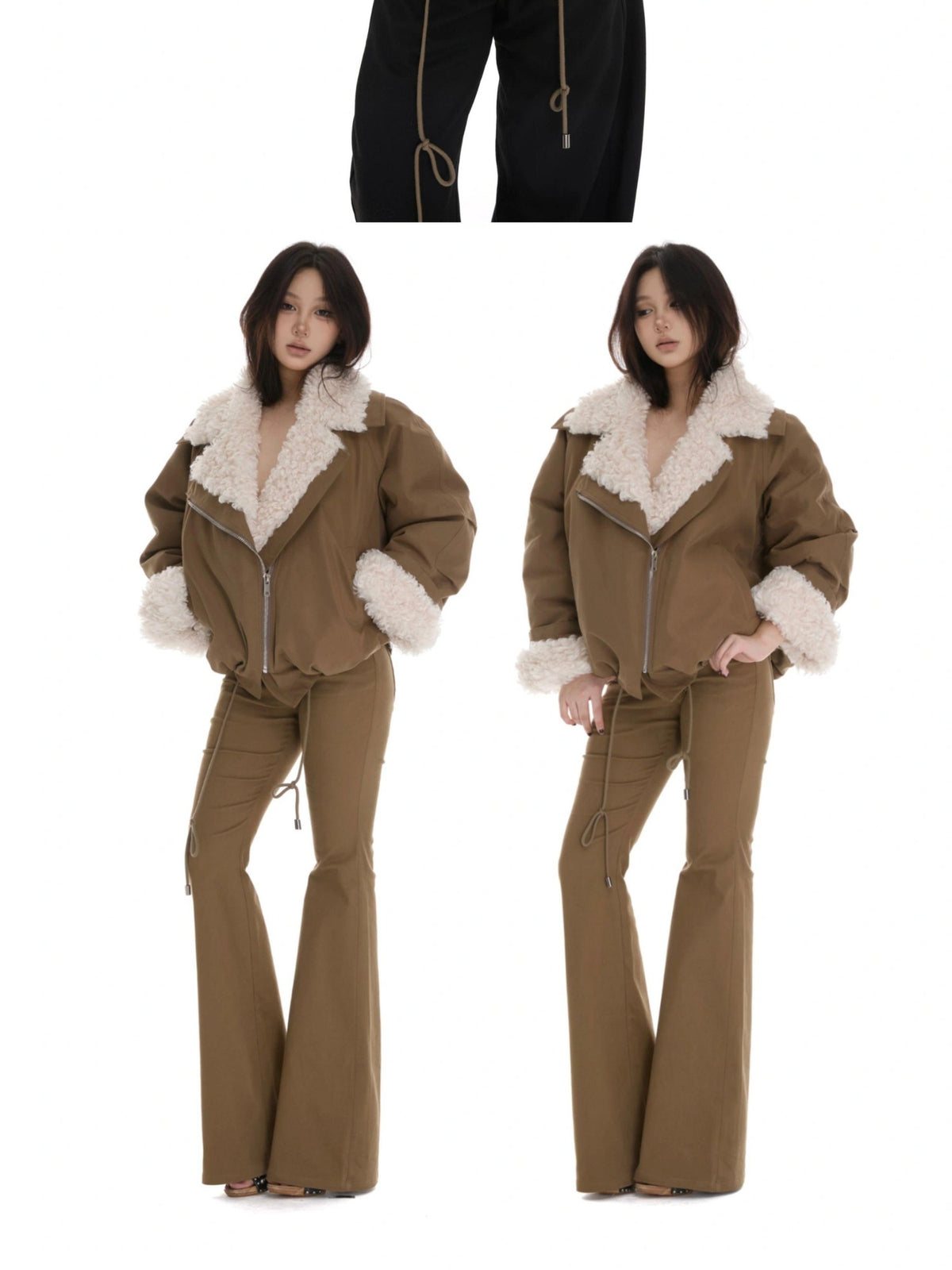 itsdinn Windproof Oversized Fur Collar Loose Fit Women&