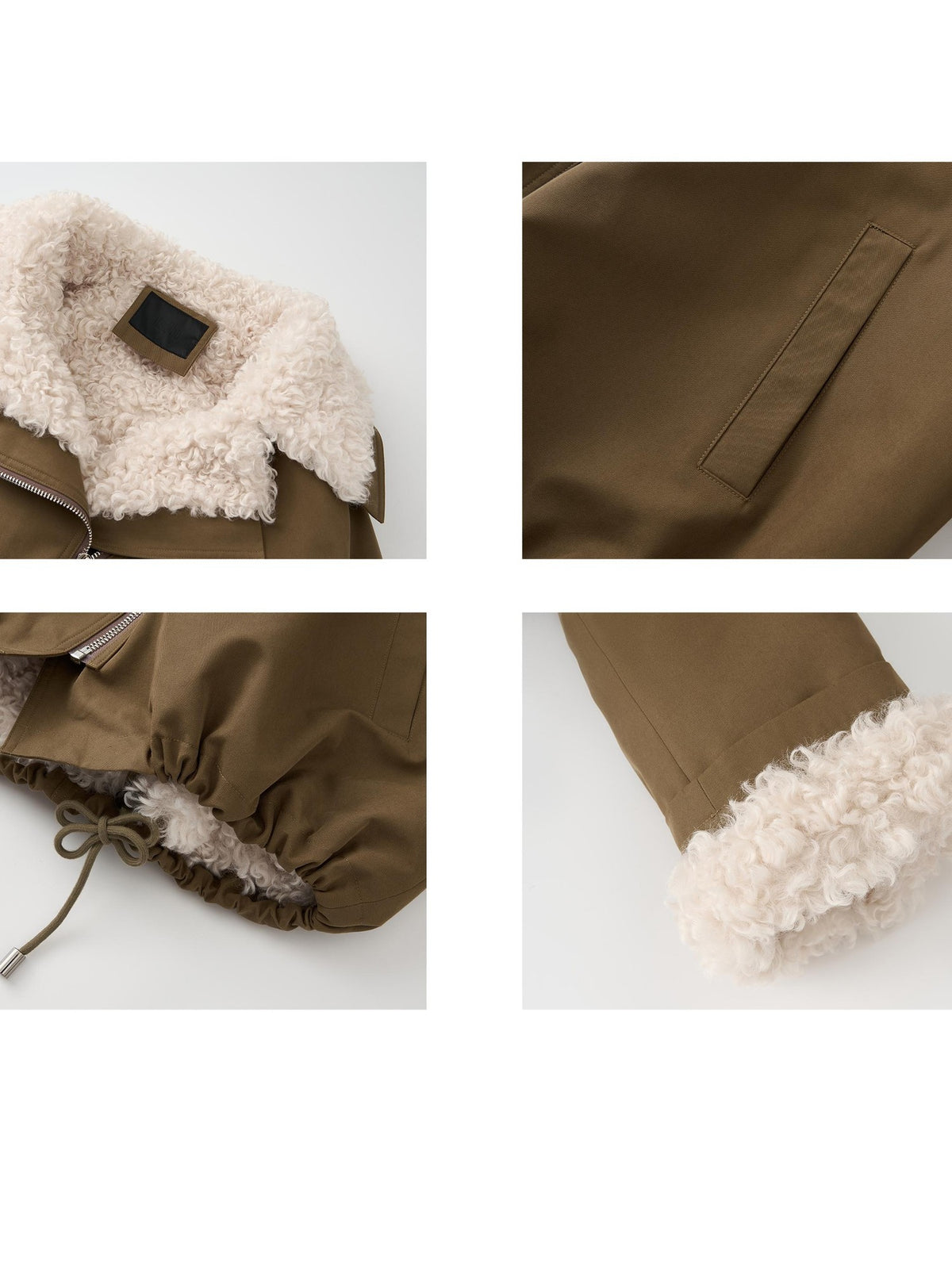 itsdinn Windproof Oversized Fur Collar Loose Fit Women&