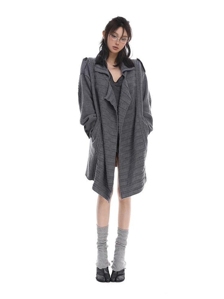 itsdinn Wooden Button Wool Knit Cardigan Loose Fit Women&