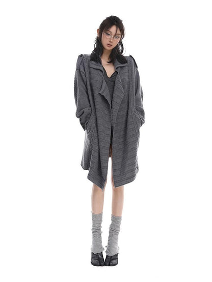 itsdinn Wooden Button Wool Knit Cardigan Loose Fit Women&