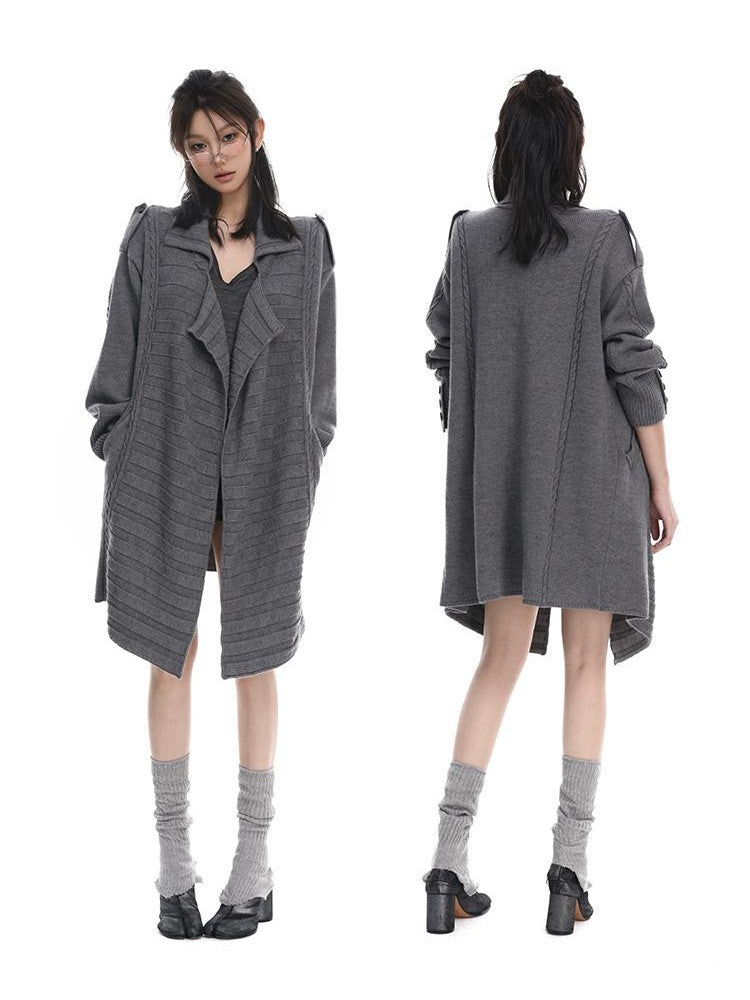 itsdinn Wooden Button Wool Knit Cardigan Loose Fit Women&
