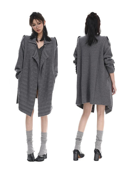 itsdinn Wooden Button Wool Knit Cardigan Loose Fit Women&