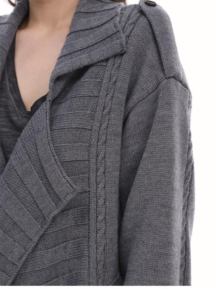 itsdinn Wooden Button Wool Knit Cardigan Loose Fit Women&