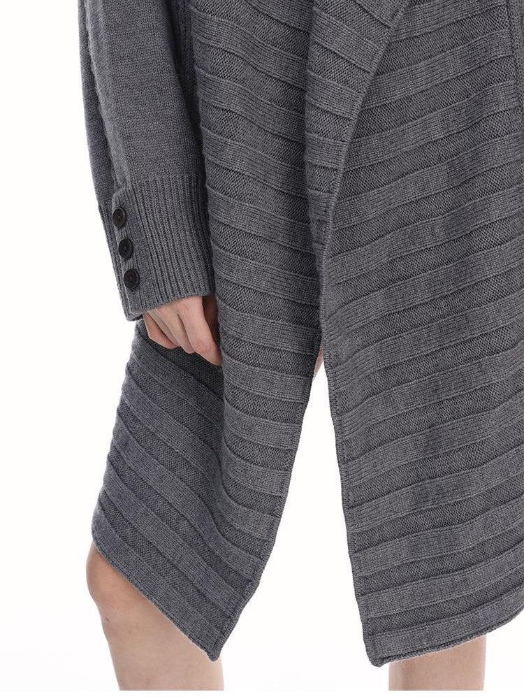 itsdinn Wooden Button Wool Knit Cardigan Loose Fit Women&