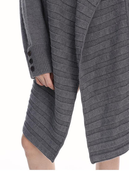 itsdinn Wooden Button Wool Knit Cardigan Loose Fit Women&