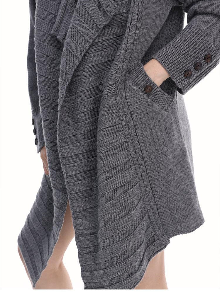 itsdinn Wooden Button Wool Knit Cardigan Loose Fit Women&