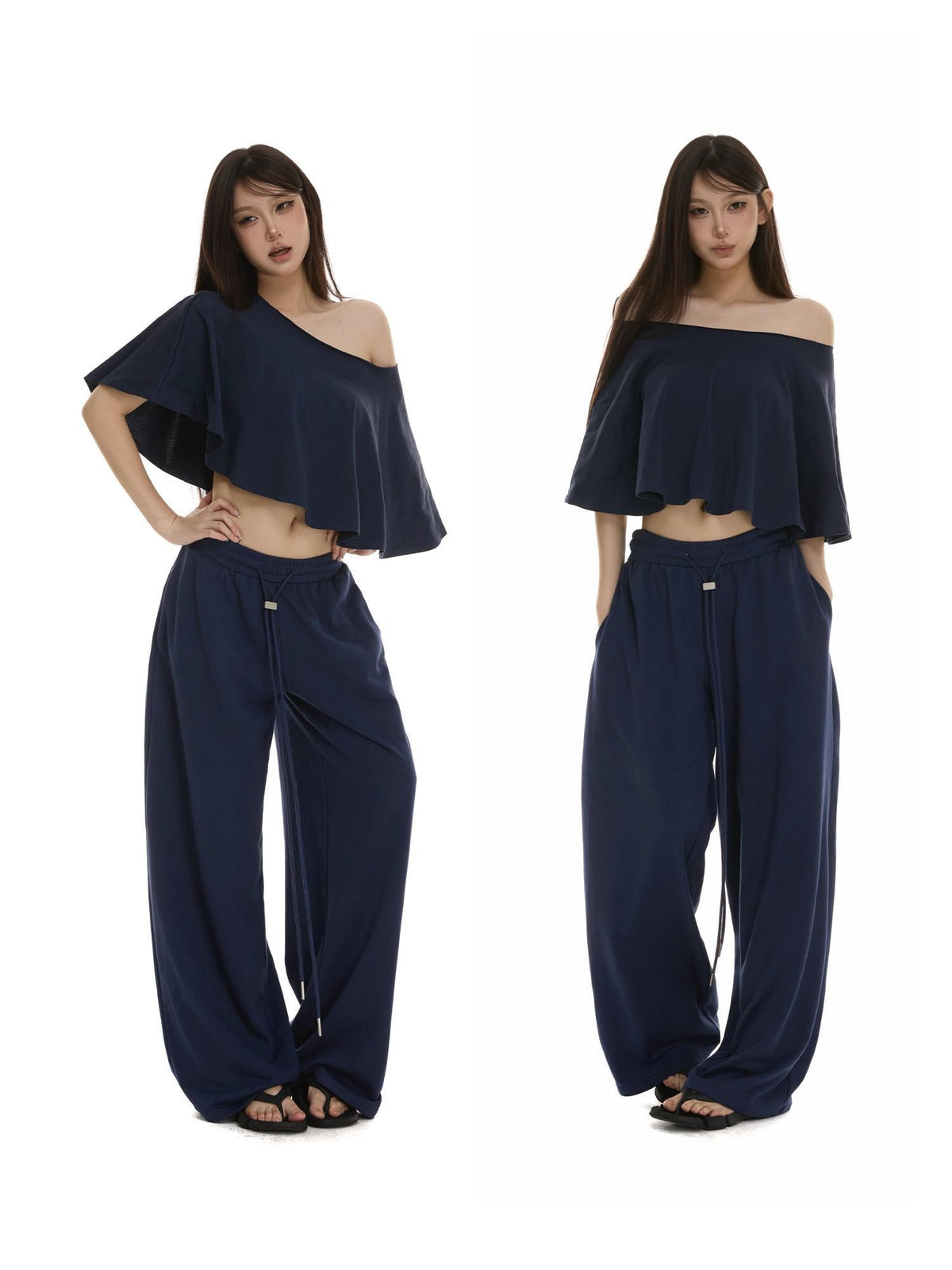 itsdinn Woven Drawstring Metal Buckle Elastic Waist Women&