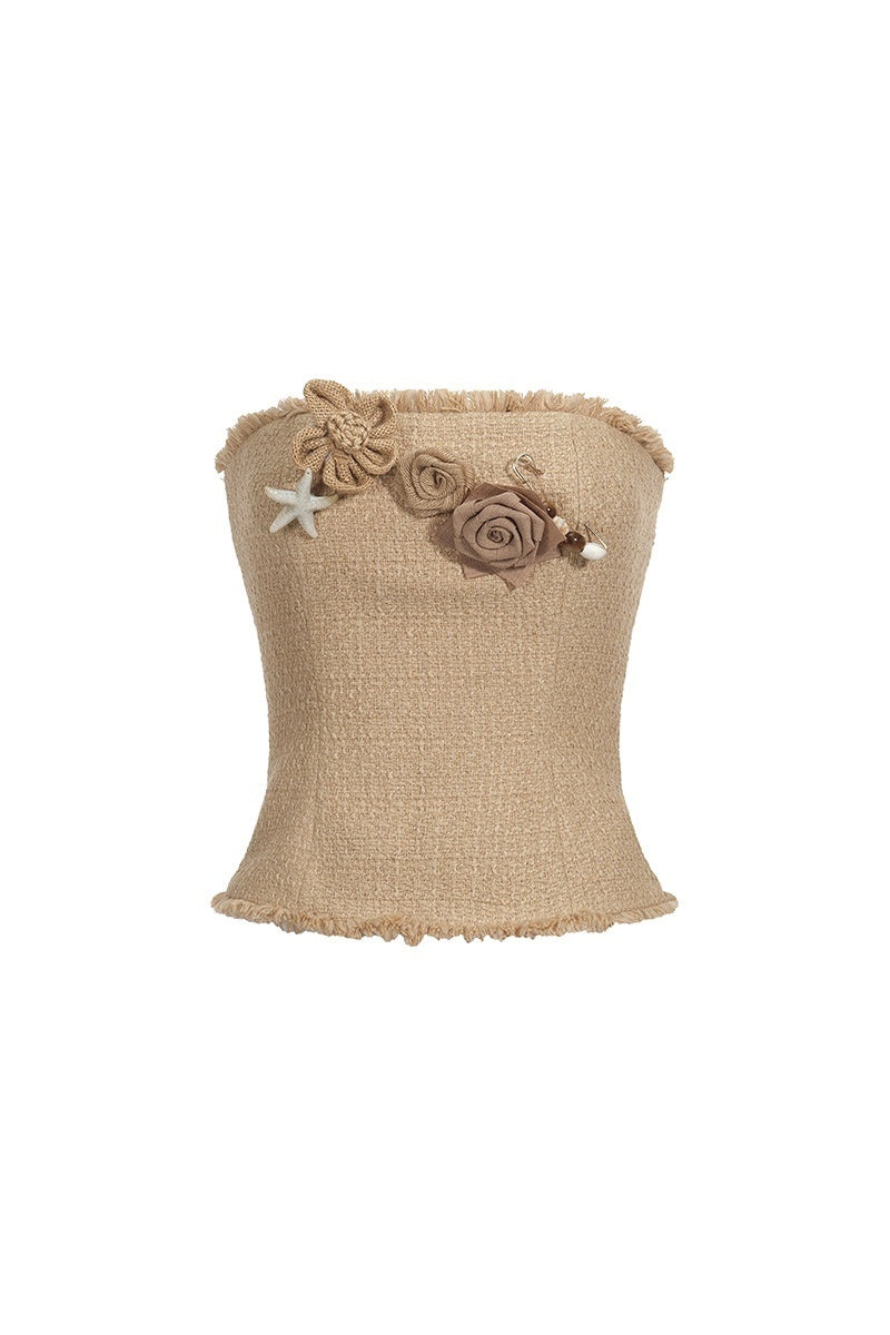 itsdinn_Woven_Strapless_Bustier_A_Line_Knee_Skirt_Women&