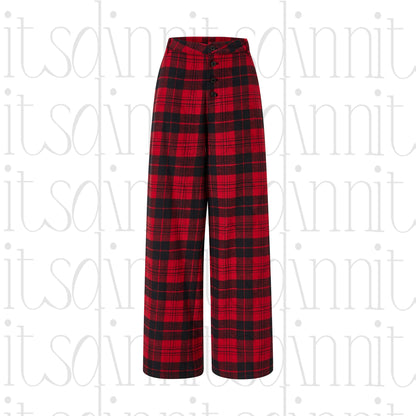 itsdinn_Yarn_Dyed_Red_Plaid_Retro_Low_Rise_Women&